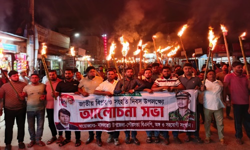 বিএনপির কেন্দ্রীয় নেতা মোবাশ্বের আলম ভূঁইয়ার মনোনয়ন দাবীতে নাঙ্গলকোটে মশাল মিছিল